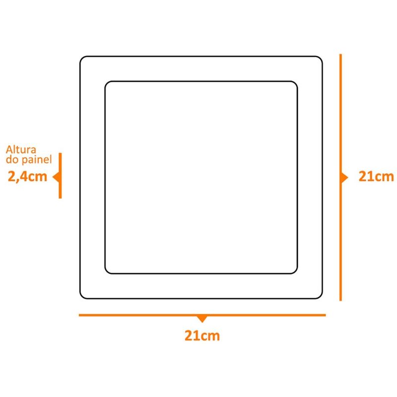painel led bronzearte quadrado sobrepor bivolt 18w 6500k (mp)