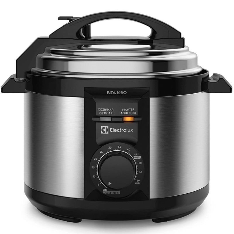 panela de pressão elétrica electrolux rita lobo inox e preta pce15