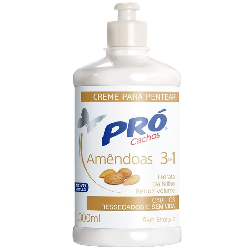 creme de pentear pró cachos amêndoas 3 em 1 300ml (mp)
