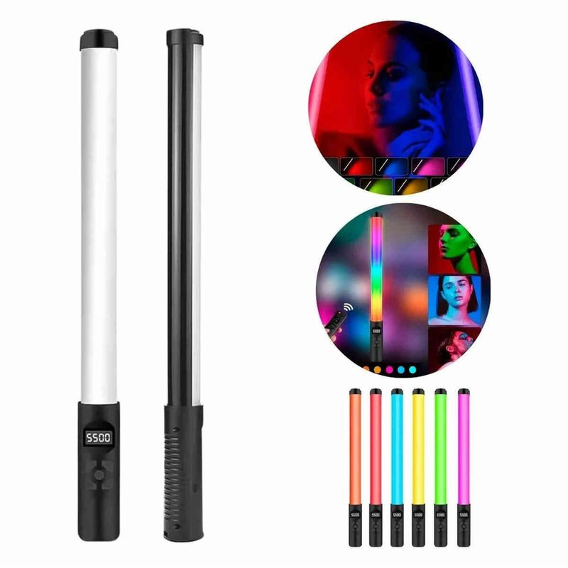 bastão de selfie luz led rgb mlg-087 tomate (mp)