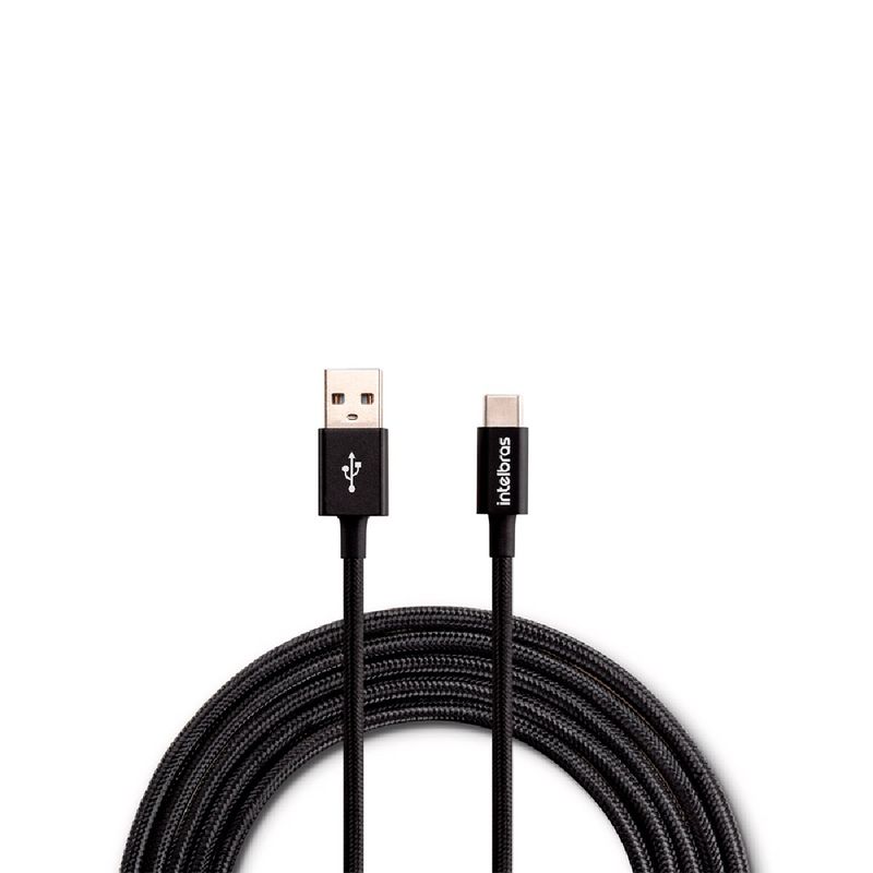 cabo usb-c intelbras 1.5 metros nylon eucc 15np preto