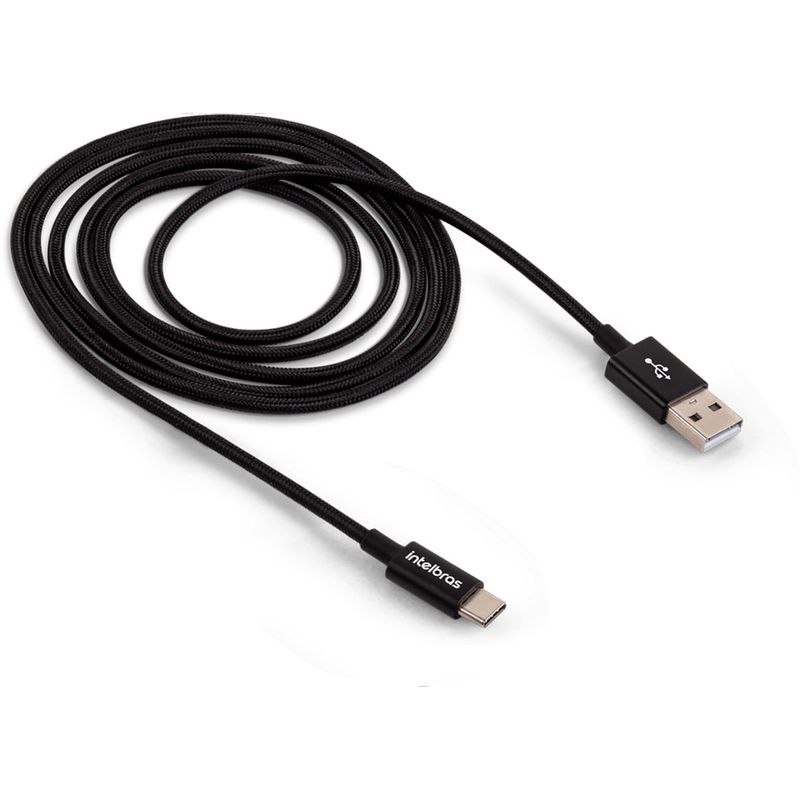 cabo usb-c intelbras 1.5 metros nylon eucc 15np preto