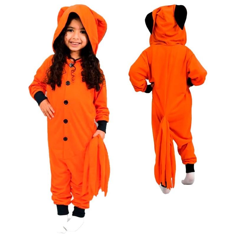 macacão zonacriativa kigurumi spring raposa 6 anos laranja (mp)