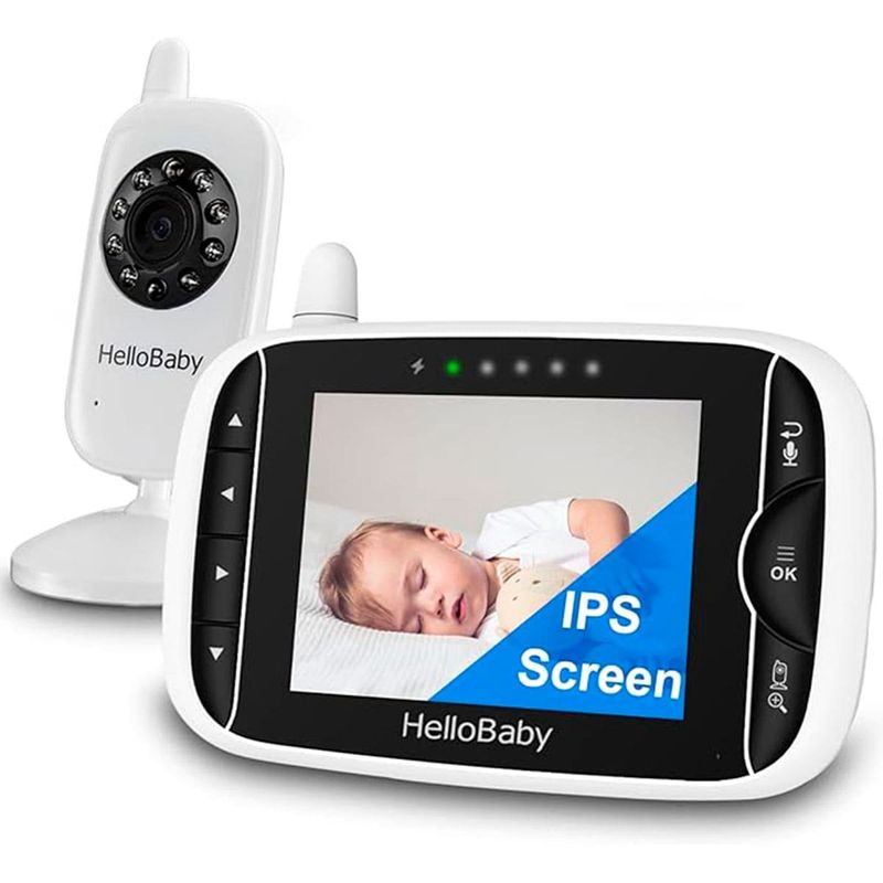 babá eletrônica hellobaby câmera digital e visão noturna lcd branco a-bi