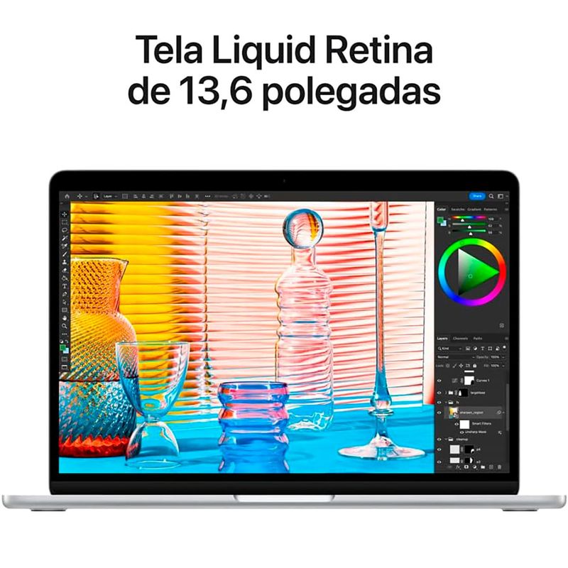 apple macbook air m2 256gb ssd 8gb ram tela 13.6" prata a-bi