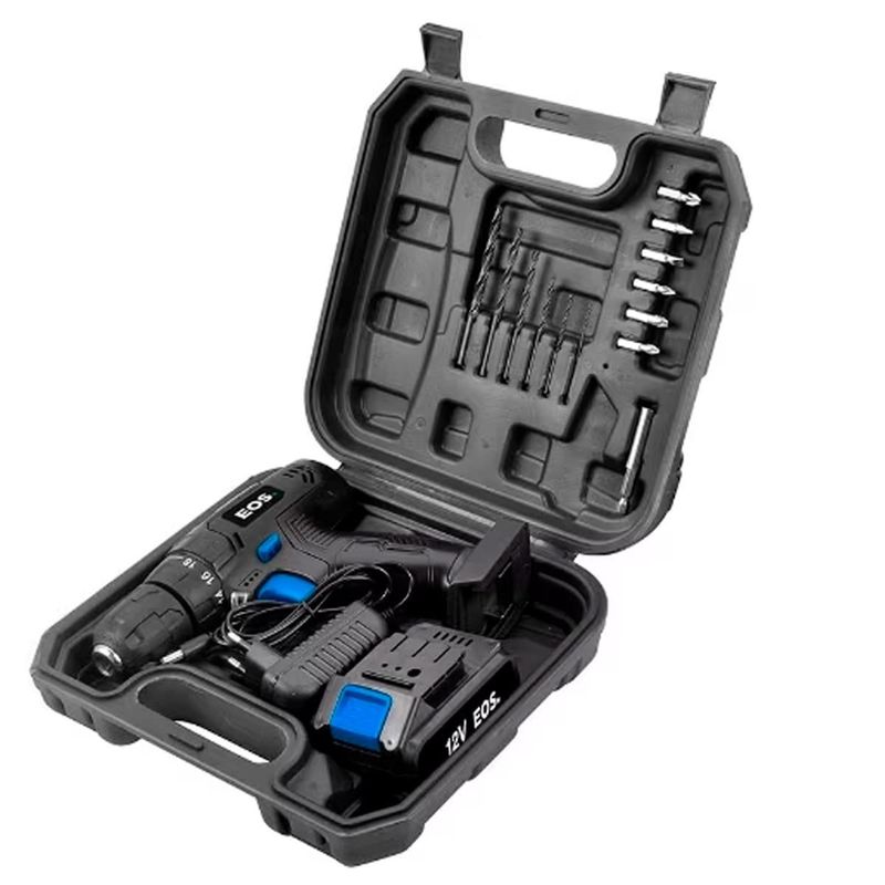 parafusadeira e furadeira eos com maleta bateria 12v (mp)