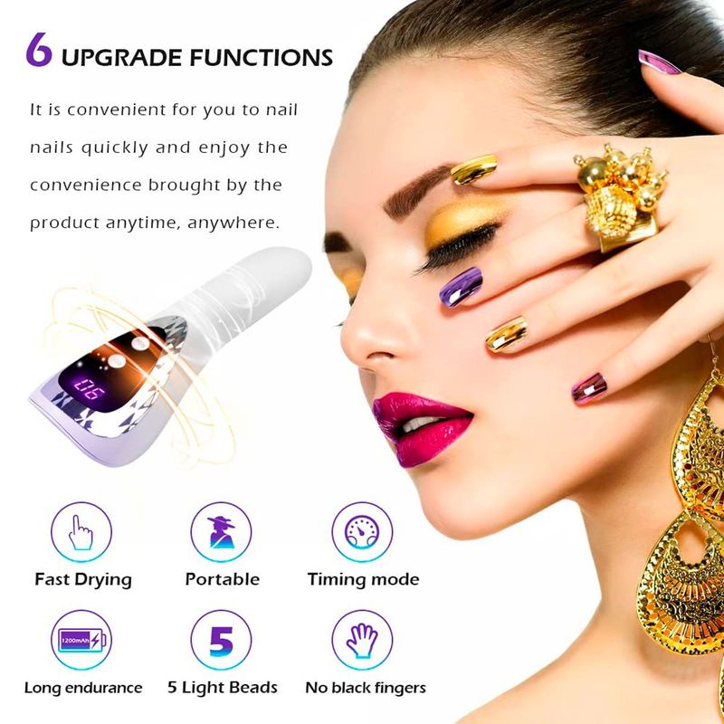 secador de unhas portátil smallshs lâmpada led branco a-bi