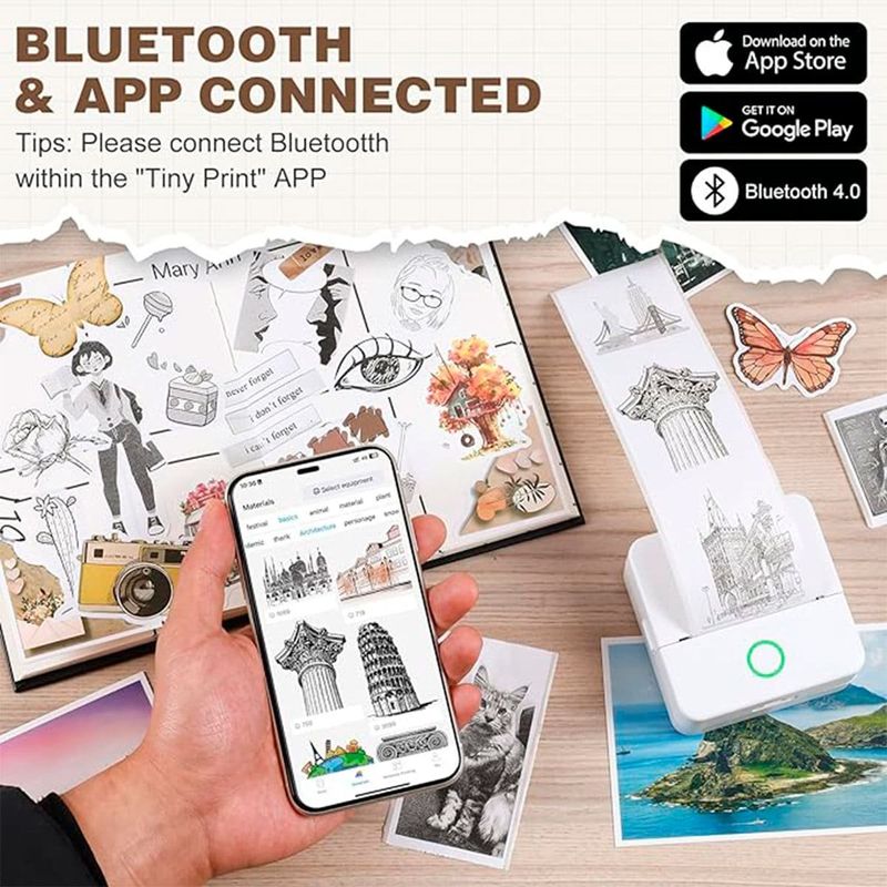 mini impressora cudinham térmica bluetooth branco a-bi