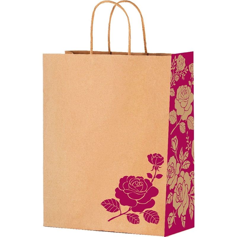 sacola de papel m festcolor rosa flores m 29x24x12cm (mp)