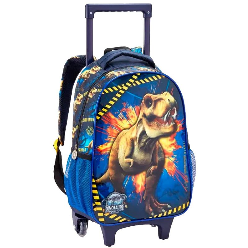 mochila seanite com rodas infantil dinosaurs azul mr41392 (mp)