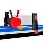 conjunto tênis de mesa poker 2 raquetes 3 bolas suporte com rede retrátil (mp)