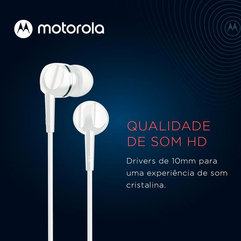 fone de ouvido motorola earbuds 105 branco