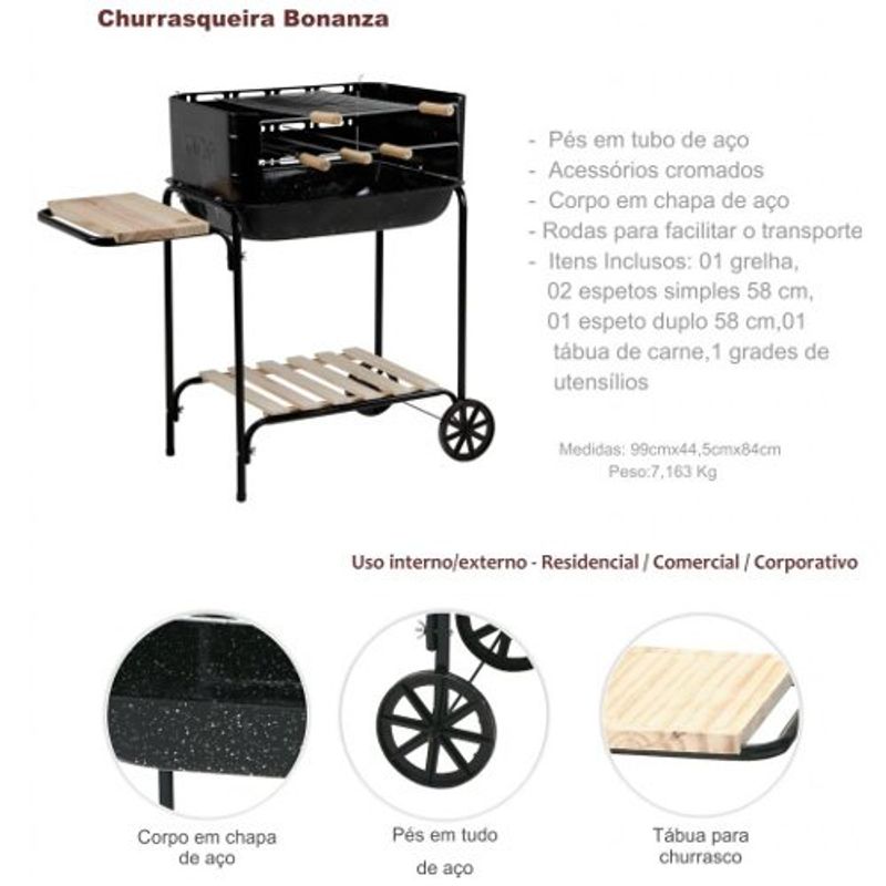churrasqueira portátil bonanza mor 3012 preto