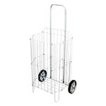carrinho de feira metaltec 988 2 rodas 2 compartimentos ferro branco