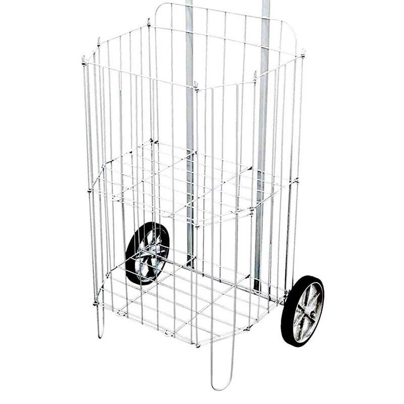 carrinho de feira metaltec 988 2 rodas 2 compartimentos ferro branco