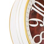 relógio de parede redondo latcor ush228c com maquinismo de pequeno volume branco e vinho
