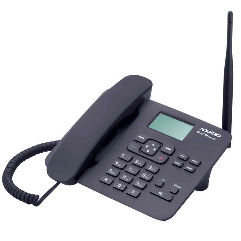 kit telefone rural aquário quadriband dual chip rede 2g bateria 800mah preto ac4200