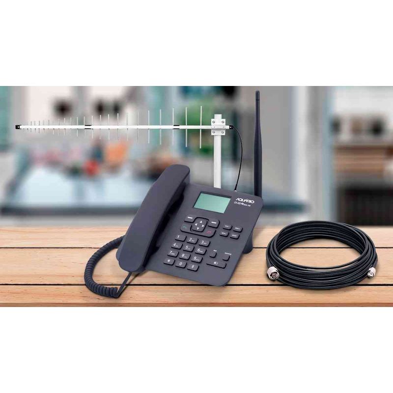 kit telefone rural aquário quadriband dual chip rede 2g bateria 800mah preto ac4200