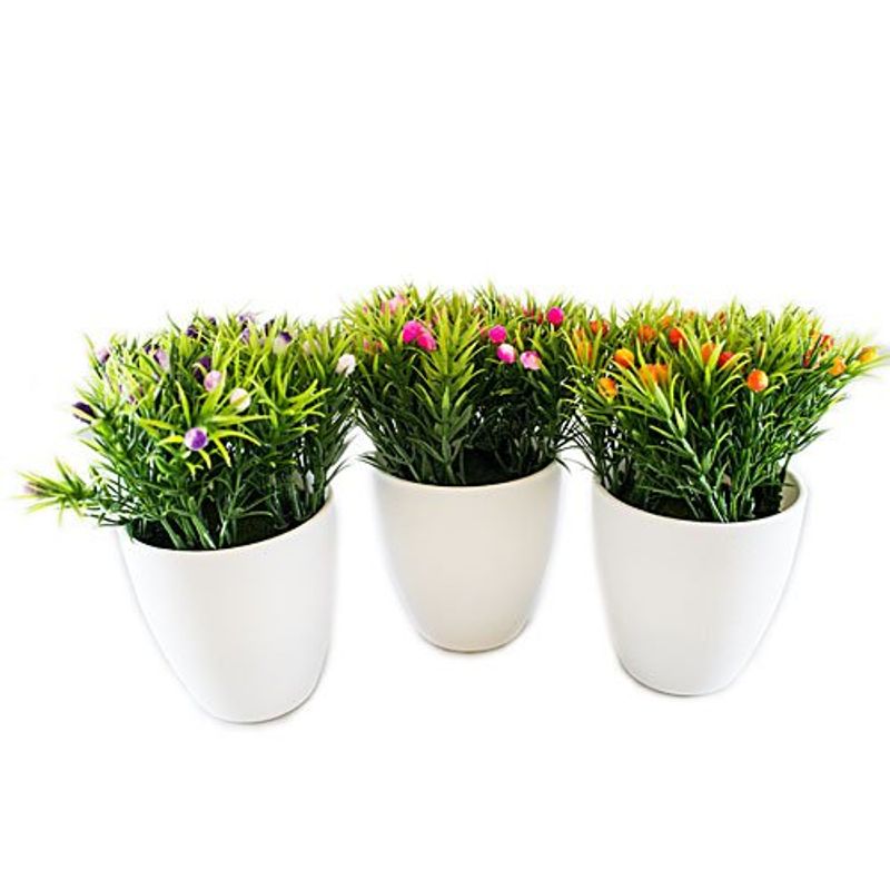 conjunto de plantas artificiais latcor 3 peças plástico branco - bx-asst5