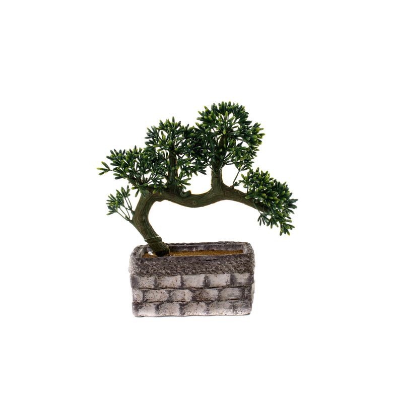 planta artificial bonsai latcor, de plástico, cinza e verde - bx-47270/st57