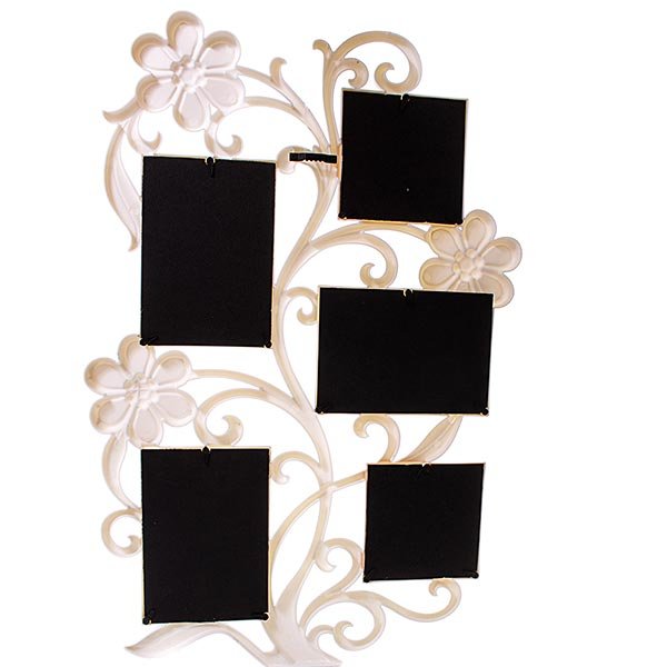 Encontraproduto.com.br - Porta-Retrato Latcor 05 Fotos Flor Branco KD820521
