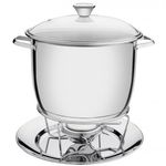 conjunto rechaud tramontina allegra 4 peças litros, com tampa de vidro, em aço inox