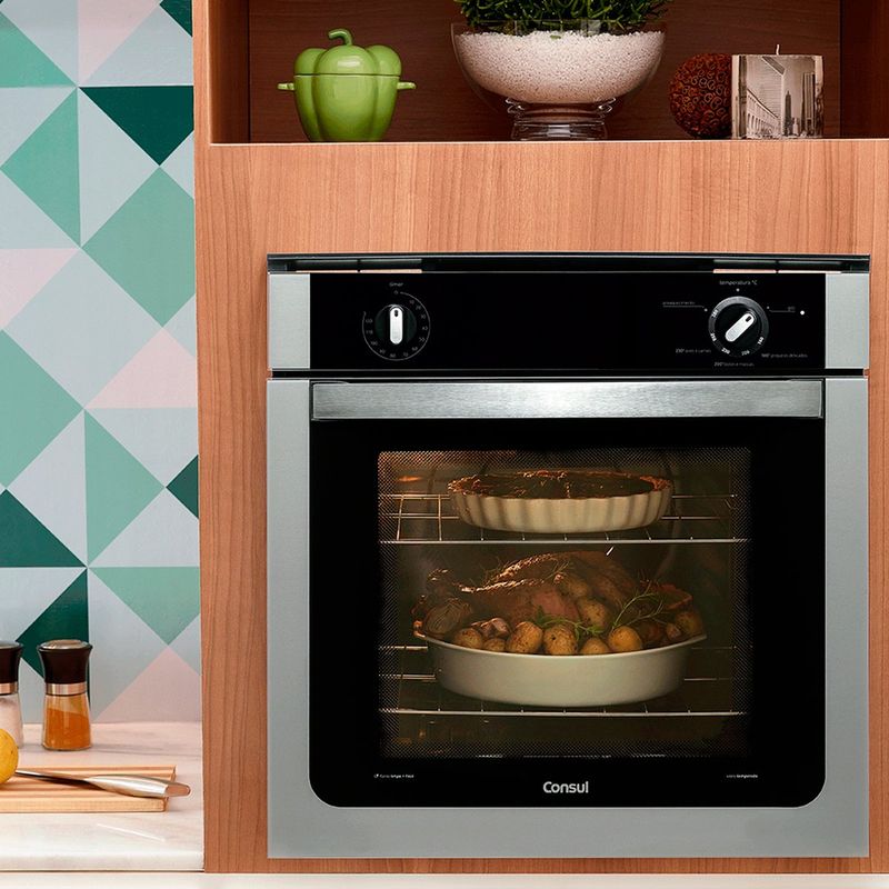 forno de embutir a gás 78 litros consul prata - coa84brrna