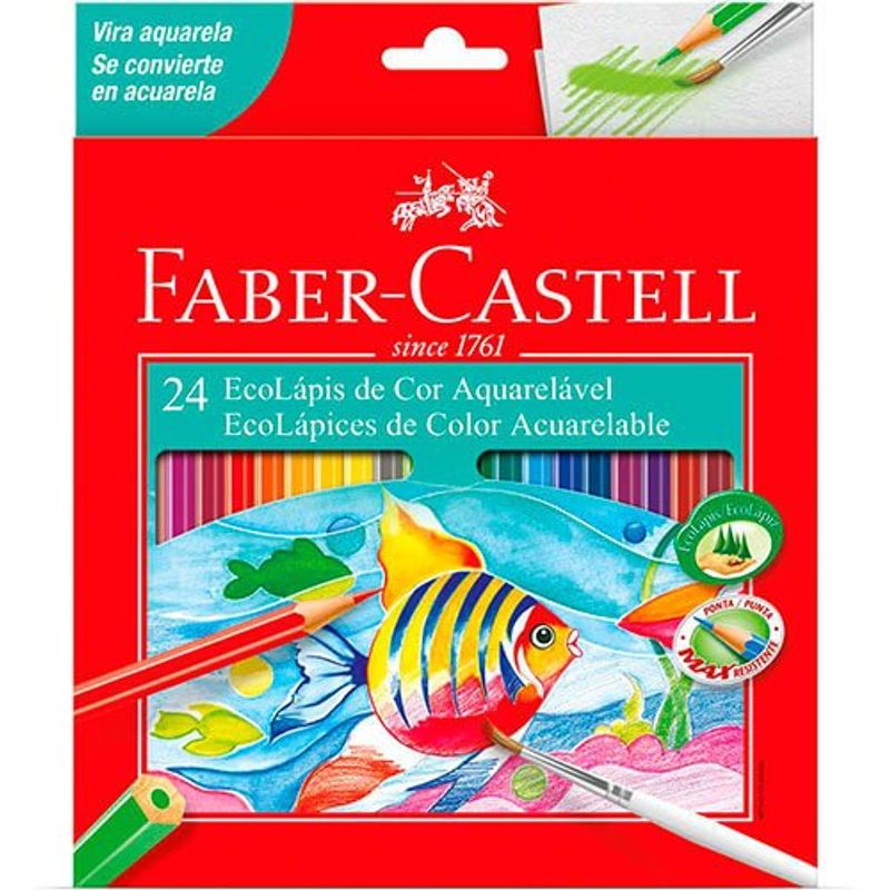 lápis de cor faber-castell aquarelável com 24 unidades