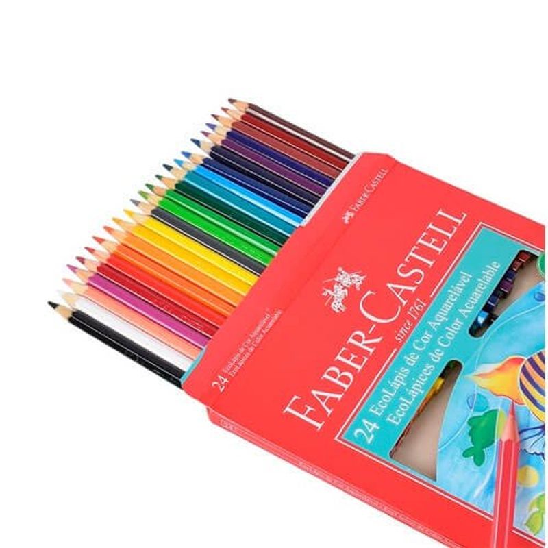 lápis de cor faber-castell aquarelável com 24 unidades