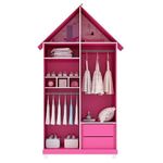guarda-roupa infantil 2 portas gelius casinha 2 gavetas rosa e branco 751241