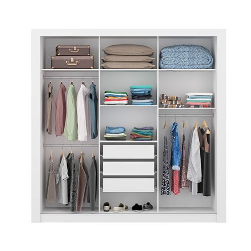 Guarda-Roupa 3 Portas Carraro MDP Branco Camurça