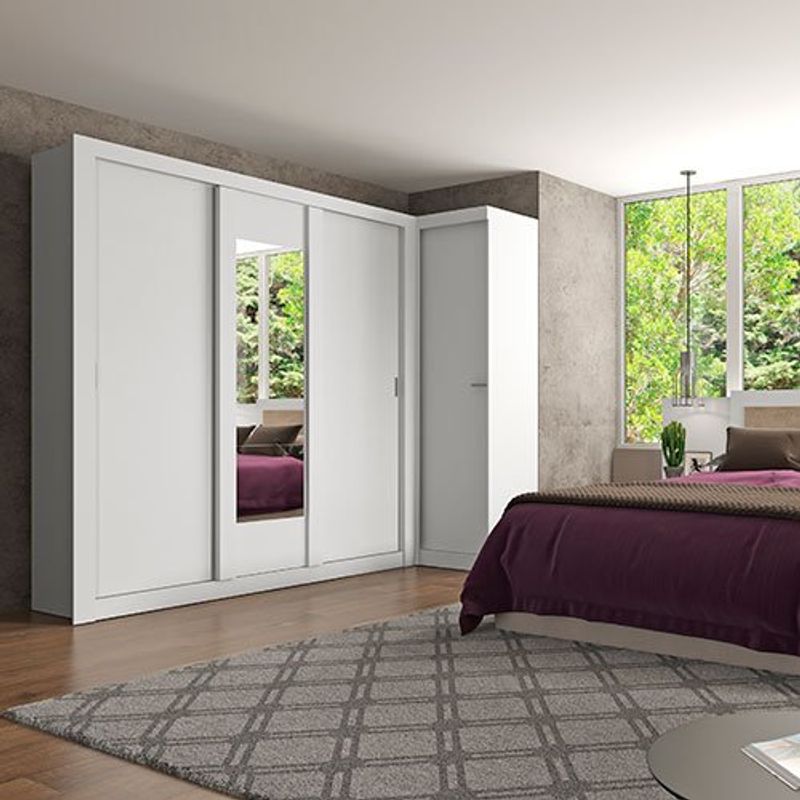 guarda-roupa 3 portas carraro mdp branco camurça 1098