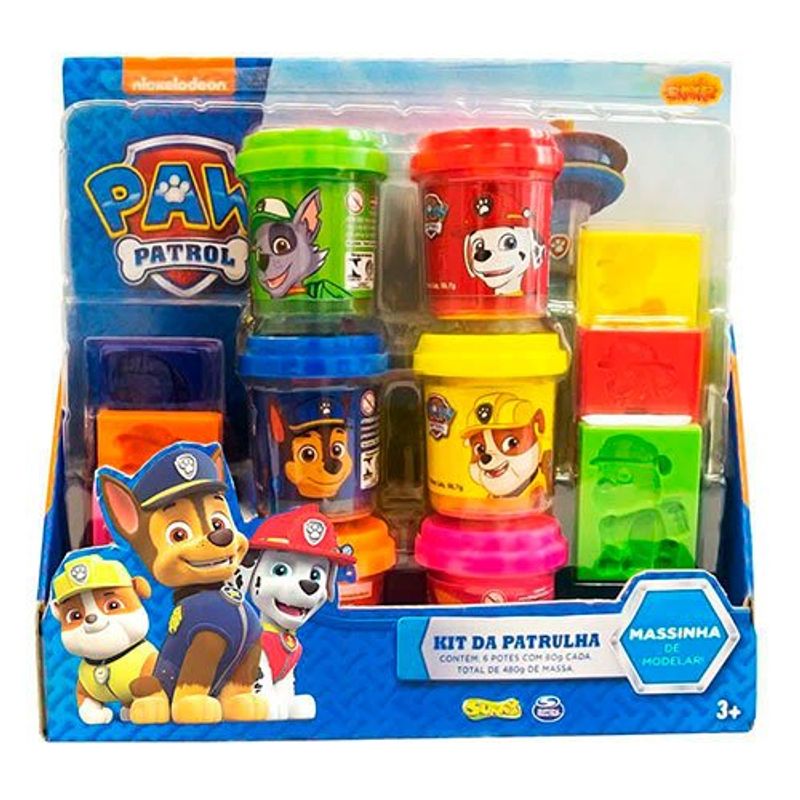 brinquedo massinha sunny massa de modelar com 6 potes patrulha canina 1371