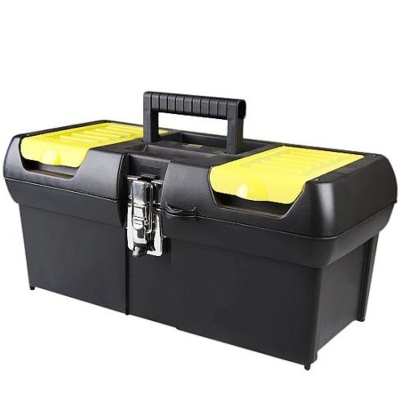 caixa de ferramentas stanley em plástico com alça preto e amarelo 16013
