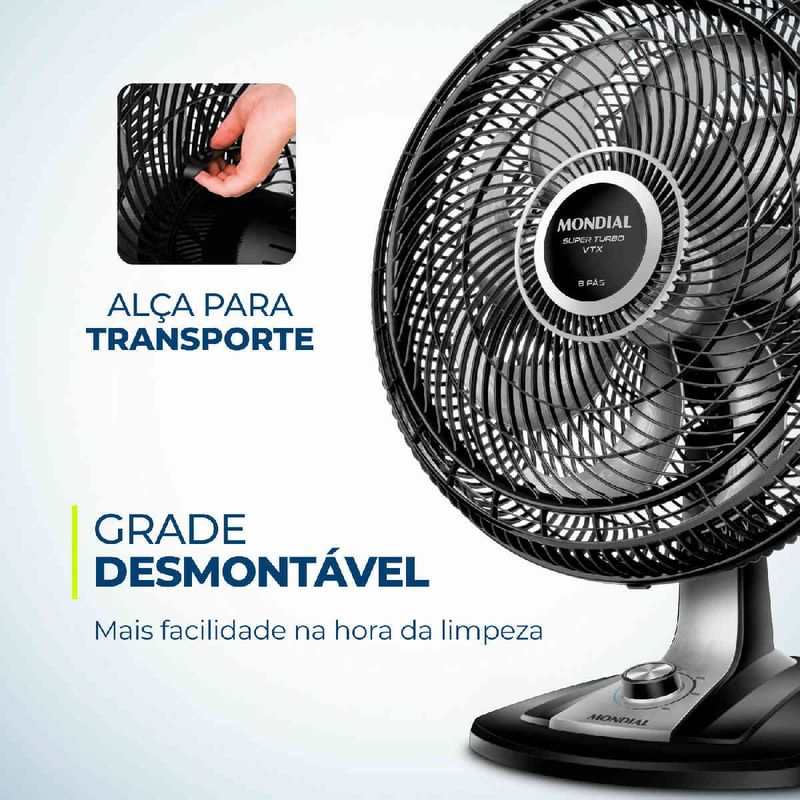 ventilador de mesa mondial 50cm 127v 60hz preto vtx-50-8p