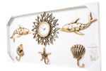 relógio de parede e decoração praia 6 peças dourado kd721351