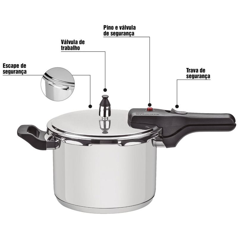 panela de pressão tramontina brava aço inox 4,5l (mp)