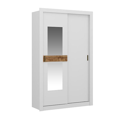 Guarda-Roupa 2 Portas Carraro Com Espelho 2 Gavetas MDP Camurça Branco 839
