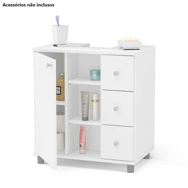 balcão de banheiro 1 porta e 3 gavetas politorno branco