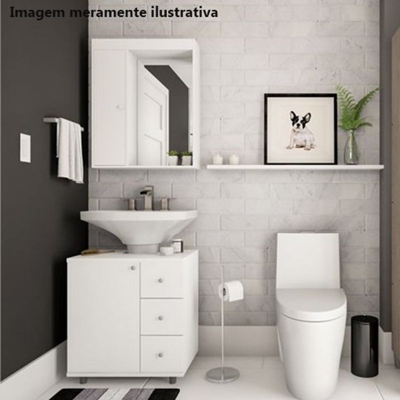 balcão de banheiro 1 porta e 3 gavetas politorno branco