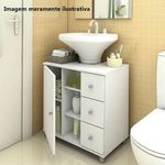 balcão de banheiro 1 porta e 3 gavetas politorno branco