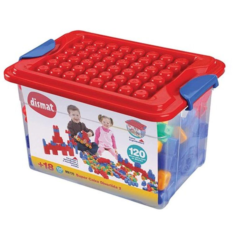 brinquedo super caixa divertida 2 120 blocos dismat cores sortidas