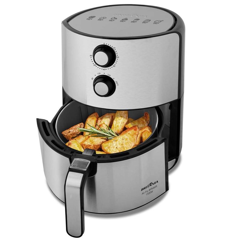 fritadeira air fryer britânia 4,6l 1500w 127v inox bfr46pi