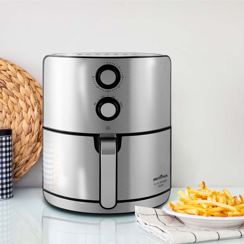 fritadeira air fryer britânia 4,6l 1500w 127v inox bfr46pi