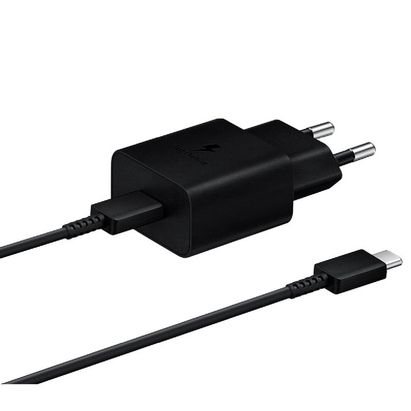 carregador de parede samsung rápido 15w, com cabo, bivolt preto