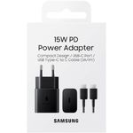 carregador de parede samsung rápido 15w, com cabo, bivolt preto