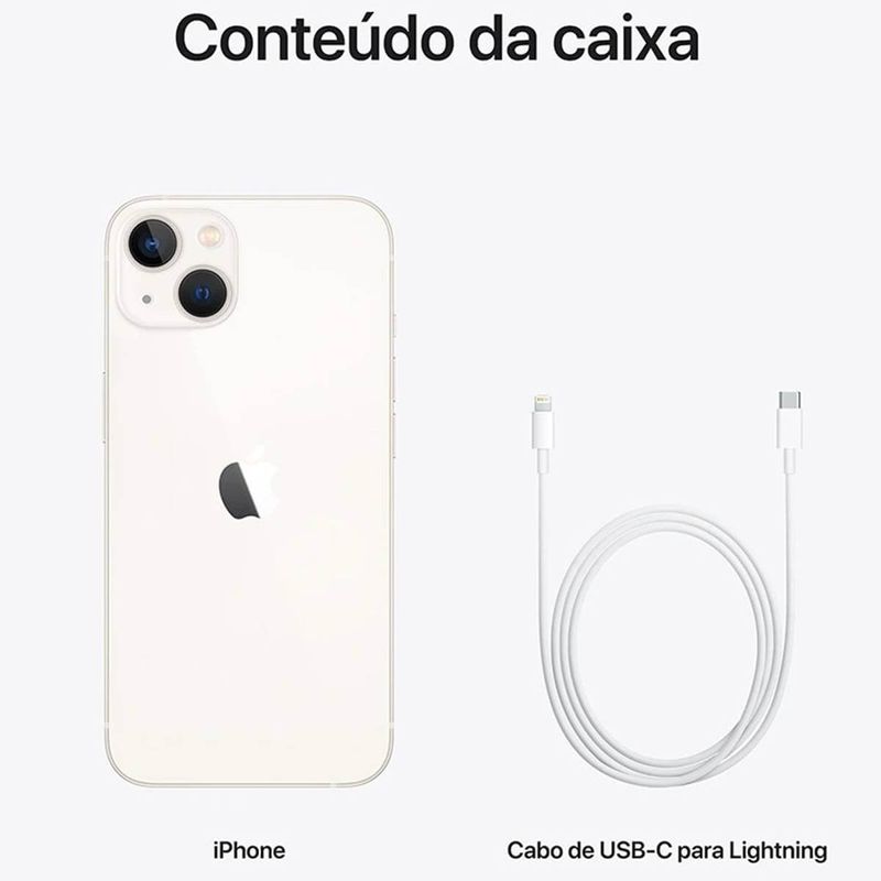 apple iphone 13 (5g) 256gb branco tela 6.1" ios 15