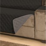 protetor de sofá dupla face 3 lugares rf enxovais manu cinza e preto