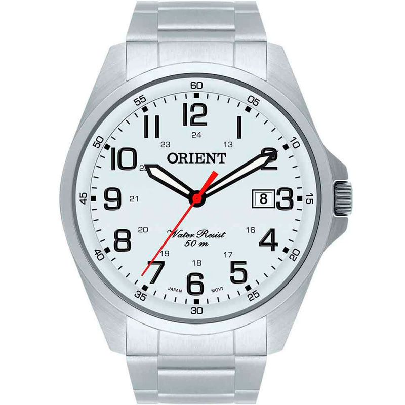 relógio analógico orient masculino prata mbss1171s2sx