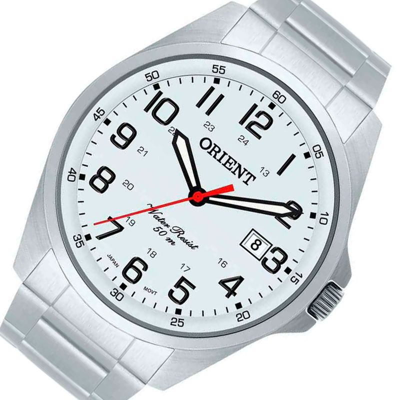 relógio analógico orient masculino prata mbss1171s2sx